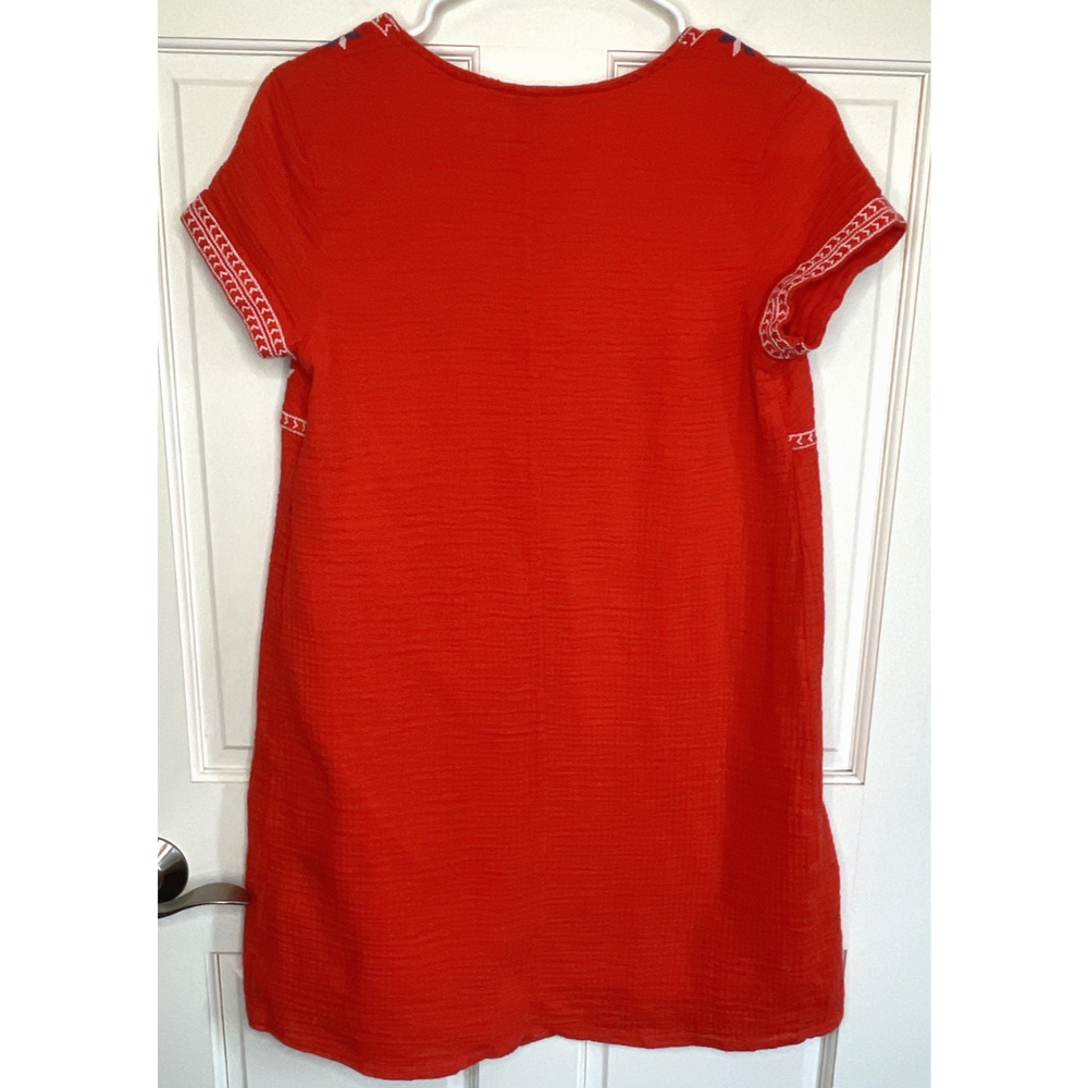 Old Navy Women's Embroidered Dress Sz S Cotton Gauze Boho Coastal Peasant Aztec - Picture 7 of 12